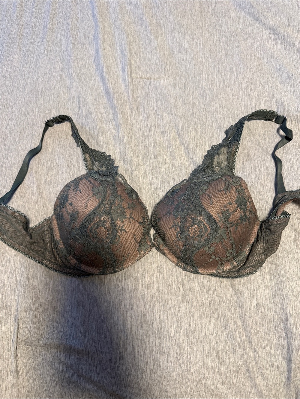 Victoria's Secret Black Lace Push-Up Bra with Nude Lining